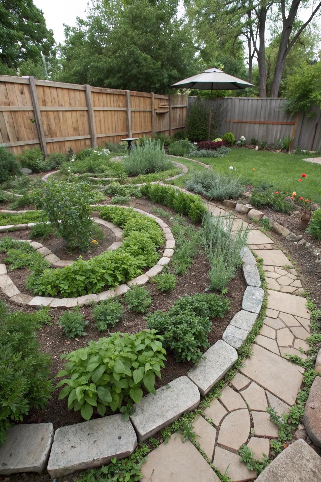 Grow a variety of herbs with a space-efficient spiral.