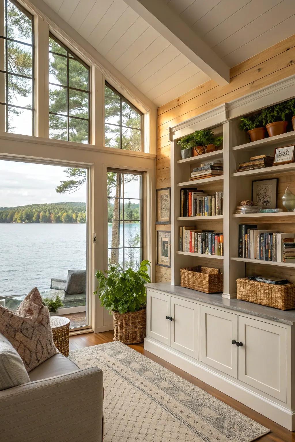 Smart storage solutions keep the space organized.