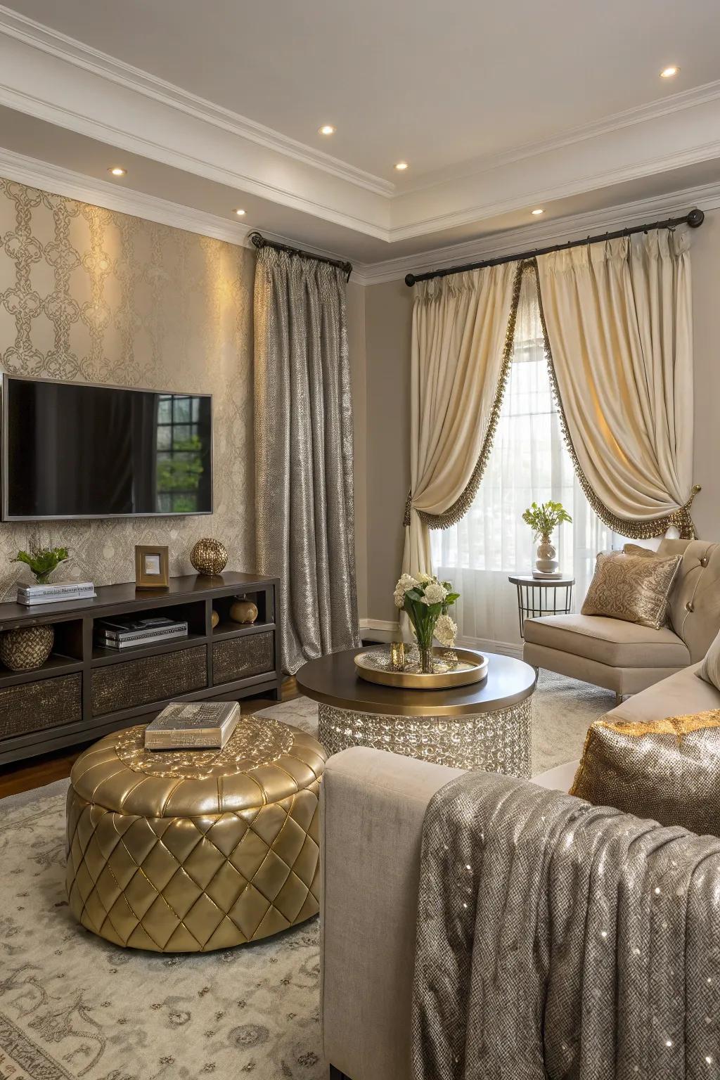 Opulent elements for a refined atmosphere.