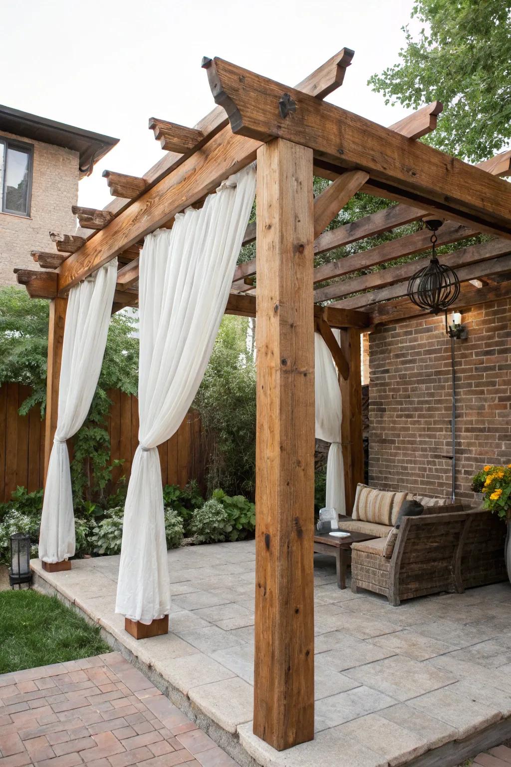 Embrace rustic charm with a DIY pergola, crafted from reclaimed wood for a stylish and cozy patio retreat.