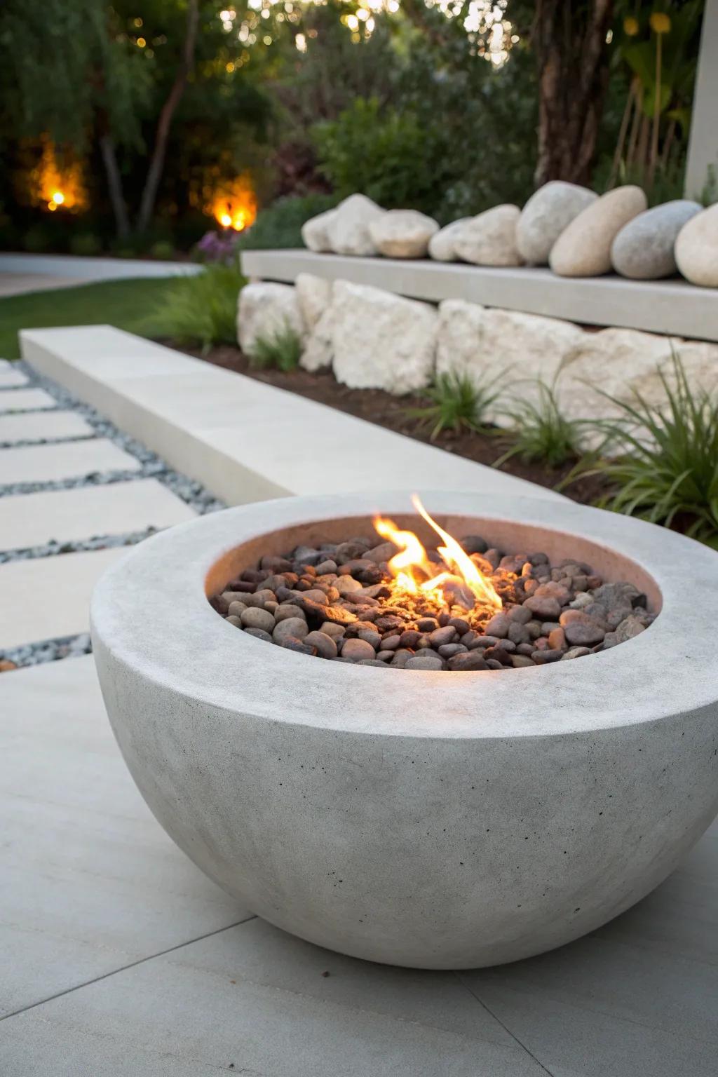 Craft your perfect outdoor retreat with a sleek DIY concrete fire pit.
