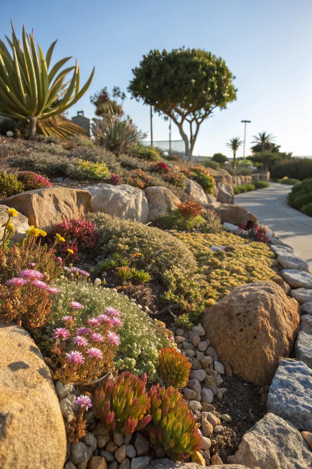 Boulder gardens: natural beauty with minimal upkeep.