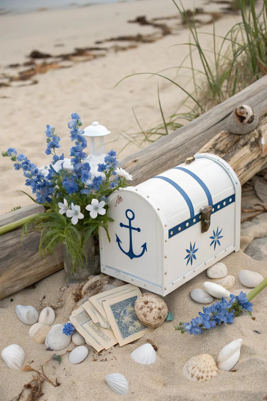 Nautical themes bring coastal charm to your mailbox planter.