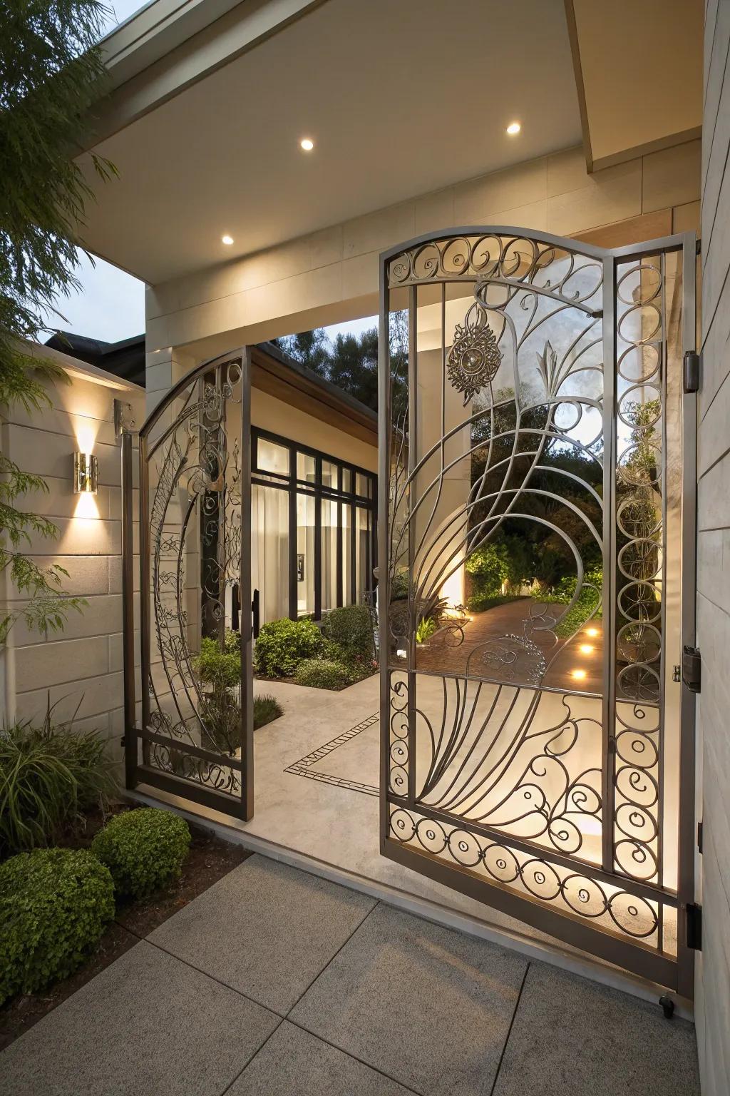 Artistic sculptural metalwork gate