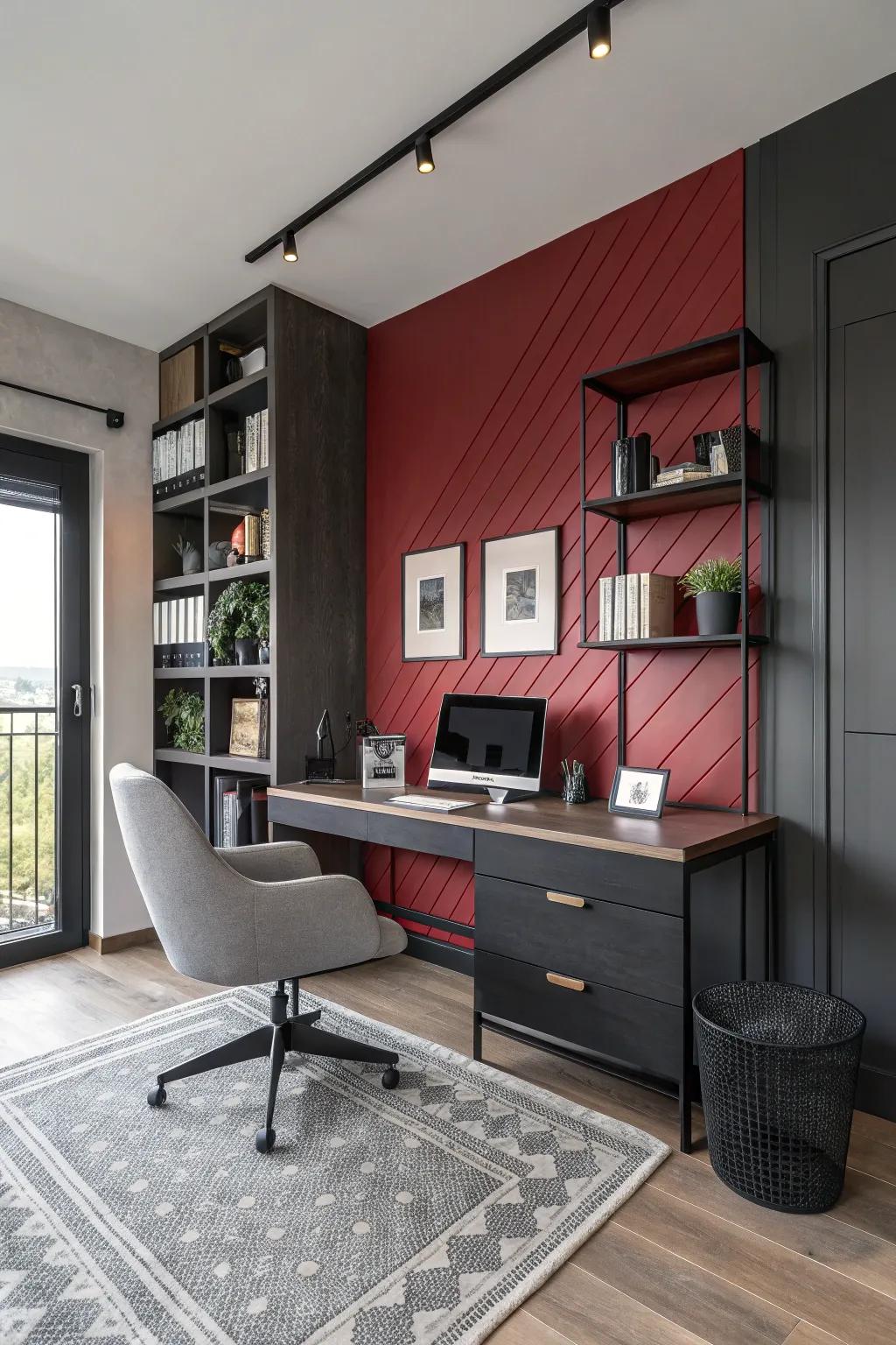 An emphasized wall brings a burst of personality to this space.