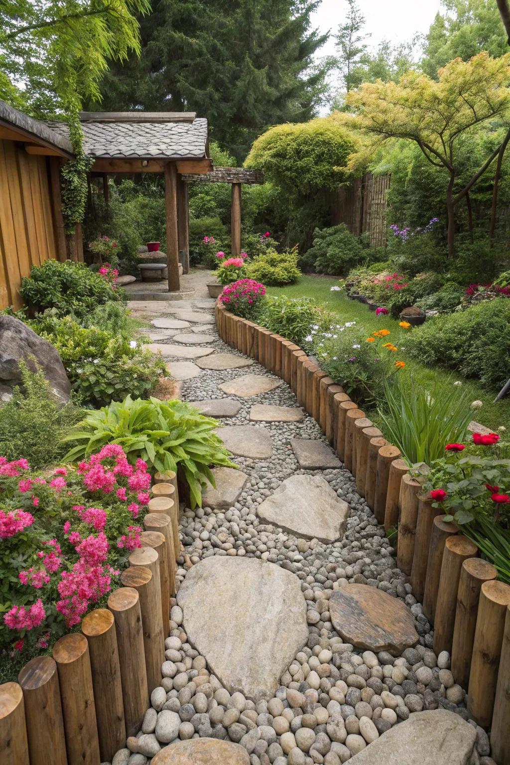 Innovative borders adding character to a small garden.