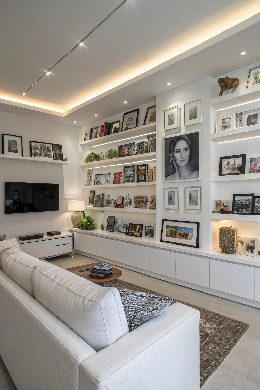 Personal touches make a white living room uniquely yours.