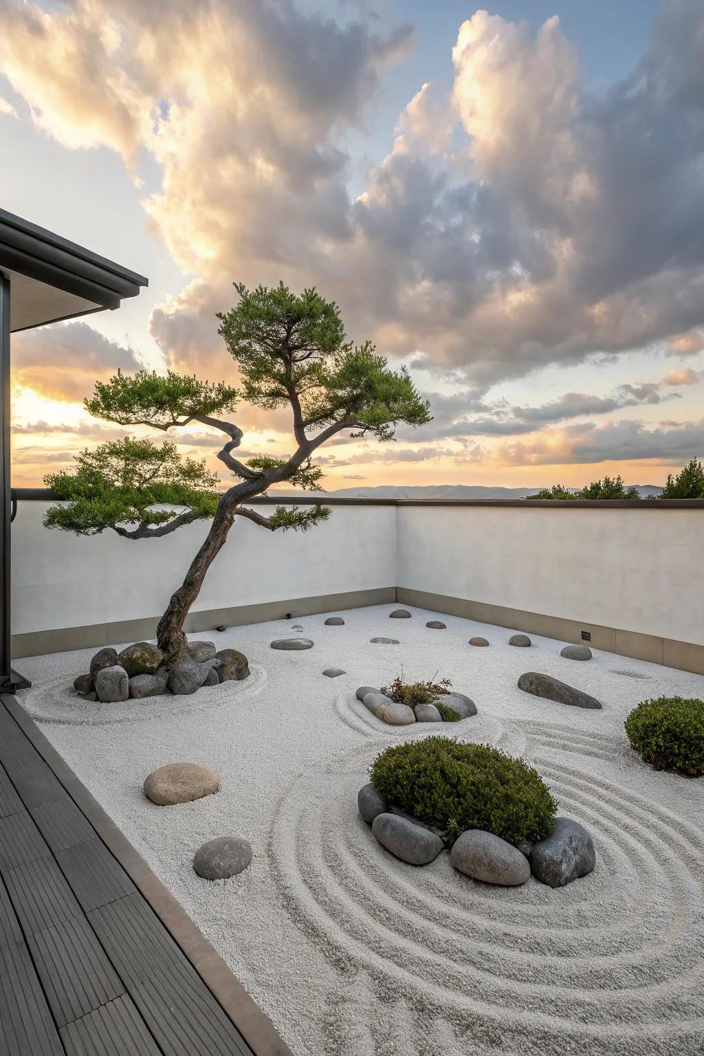 A peaceful and calm Stone garden made for unwinding.