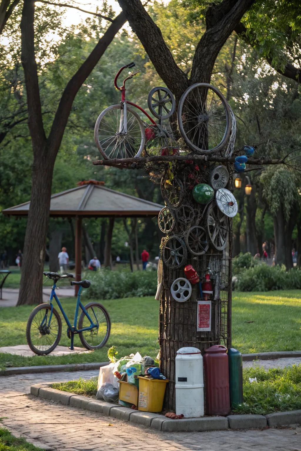 Repurposed art creates an element of surprise and creativity at park events.
