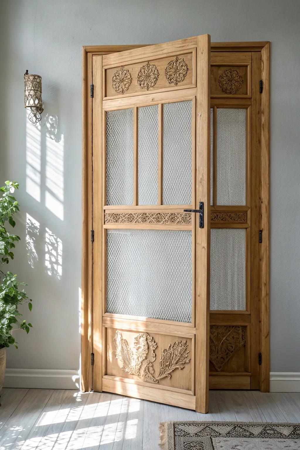 Embrace timeless elegance with a handcrafted traditional hinged pantry door, where simplicity meets natural beauty.