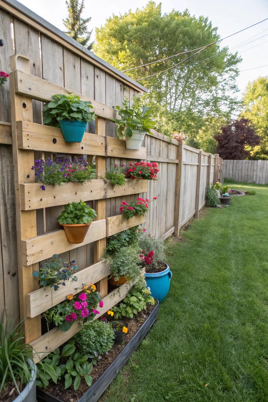 Eco-conscious and stylish pallet wall garden.