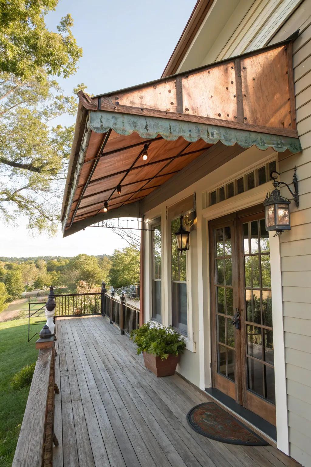 Copper accents add elegance and rustic charm.