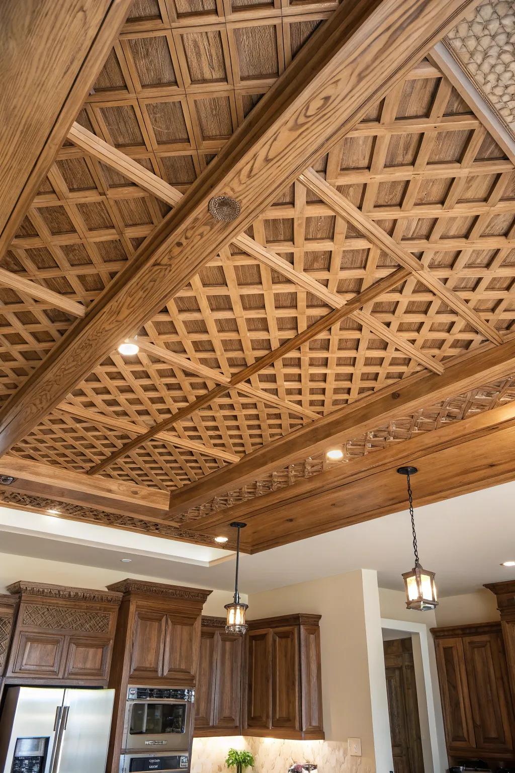 Wooden lattice adds texture and lightness.