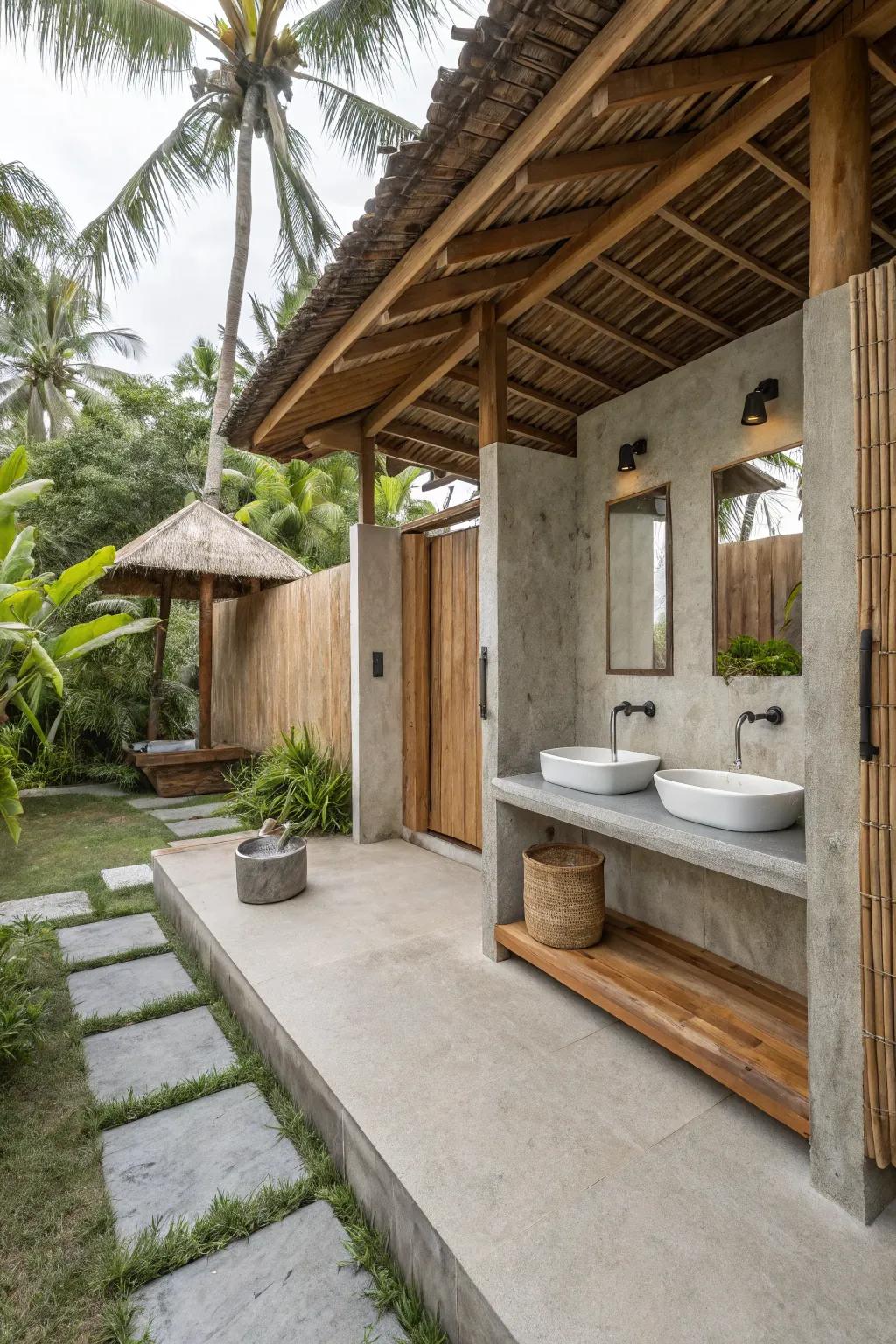 An island-style getaway offers a peaceful outdoor escape.