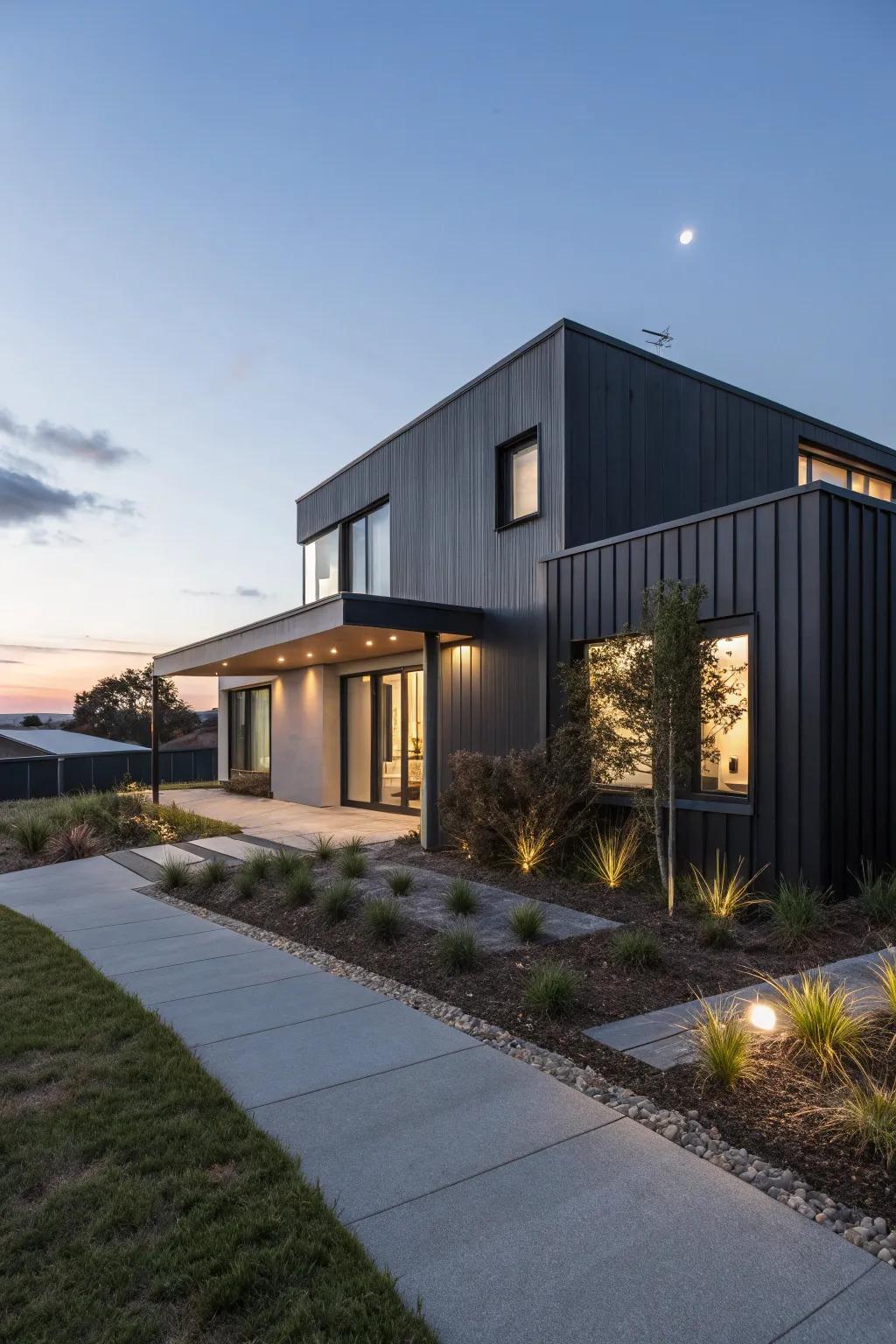 Sleek charcoal siding for a modern and sophisticated home.