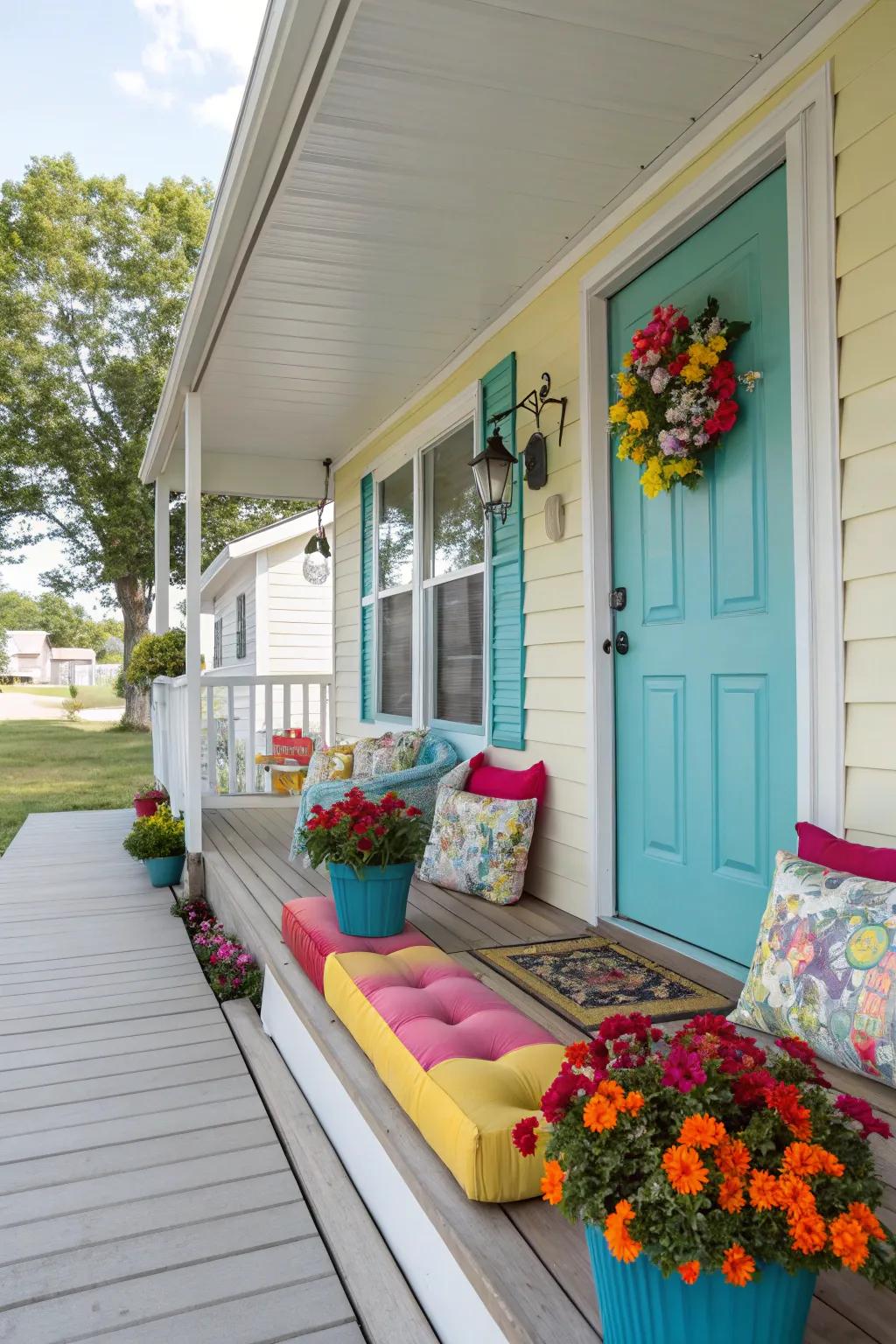 Colorful accents give life to all porches.