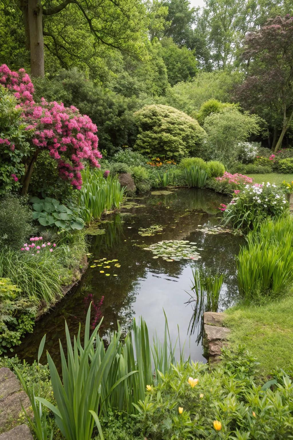 A hidden pond offers a secret escape and serene retreat.