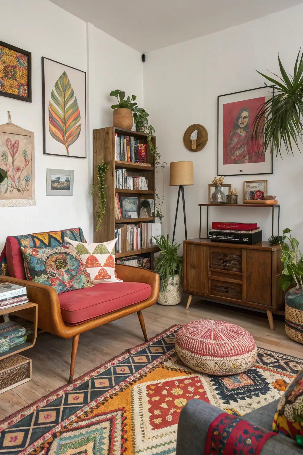 An eclectic mix reflects your multifaceted interests.