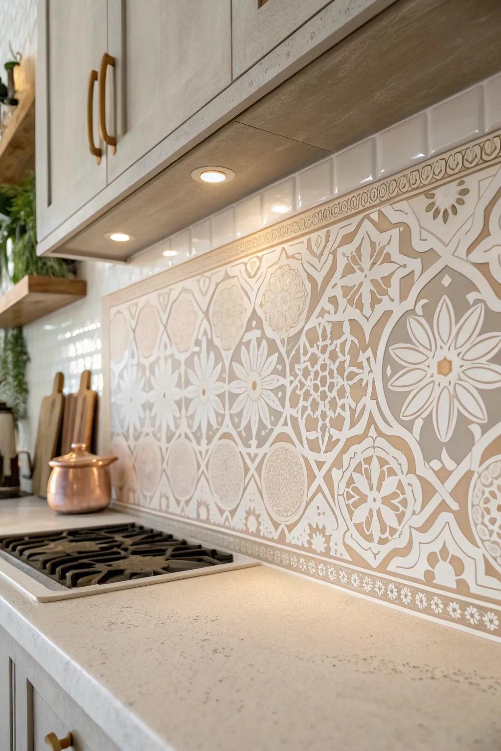 Elevate your kitchen with handcrafted stencil art – where creativity meets simplicity.