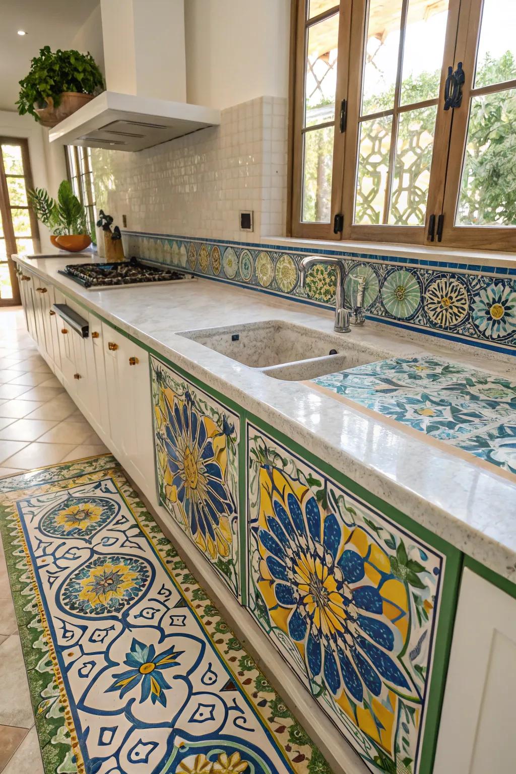 Moroccan tiles offer exotic charm and artistry.