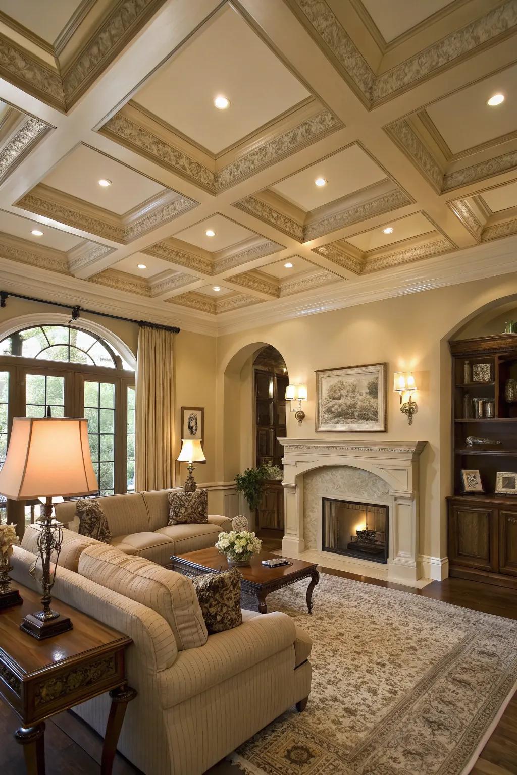 Architectural details add character and interest to the living room.