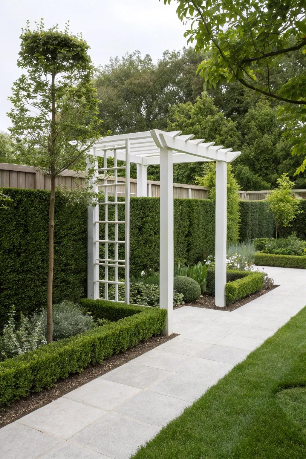 Accomplish modern sophistication by using a minimalist trellis.