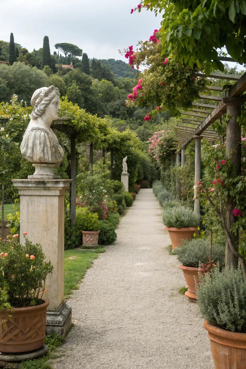 Core elements beside routes engage the senses and elevate garden ventures.