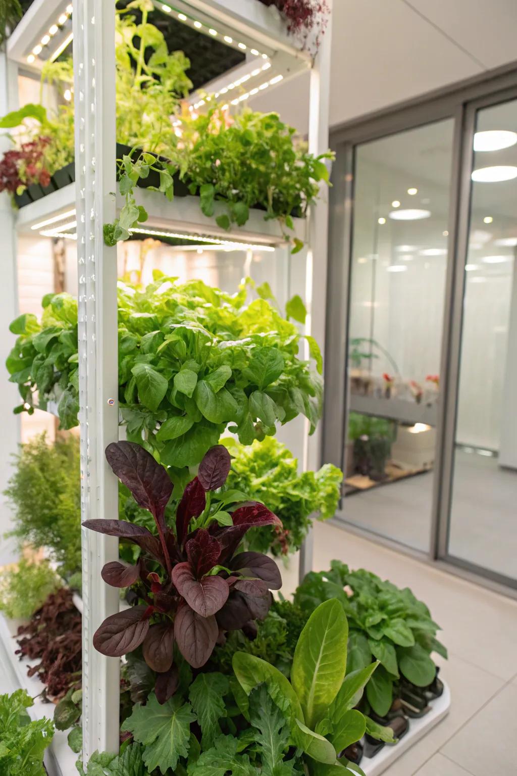 Modern hydroponics optimizes efficiency and space.