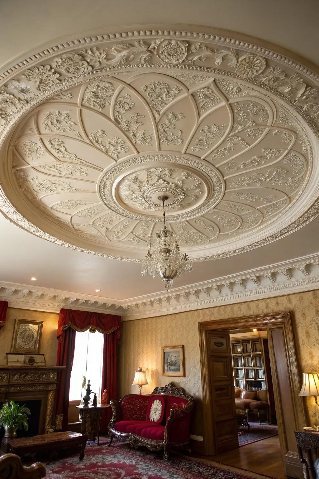 A decorative ceiling rose adds an elegant finishing touch to the room.