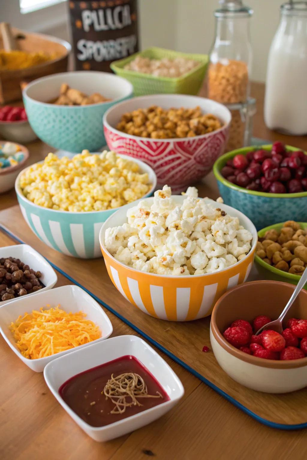 A flavorful popcorn station adds a classic touch with a twist.