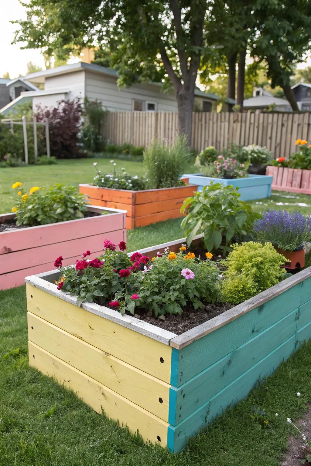 Revitalize your garden using vibrantly painted beds.