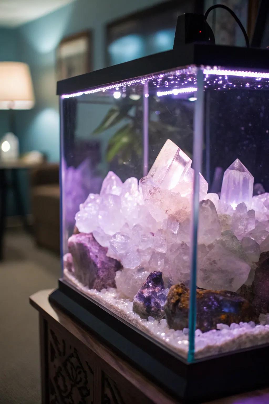 A mystic crystal cavern aquarium that sparkles with enchantment.