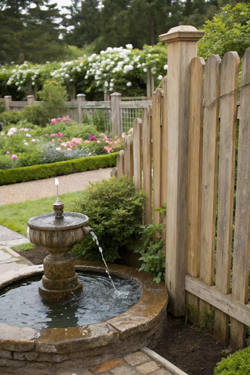 A water feature introduces tranquility and charm.