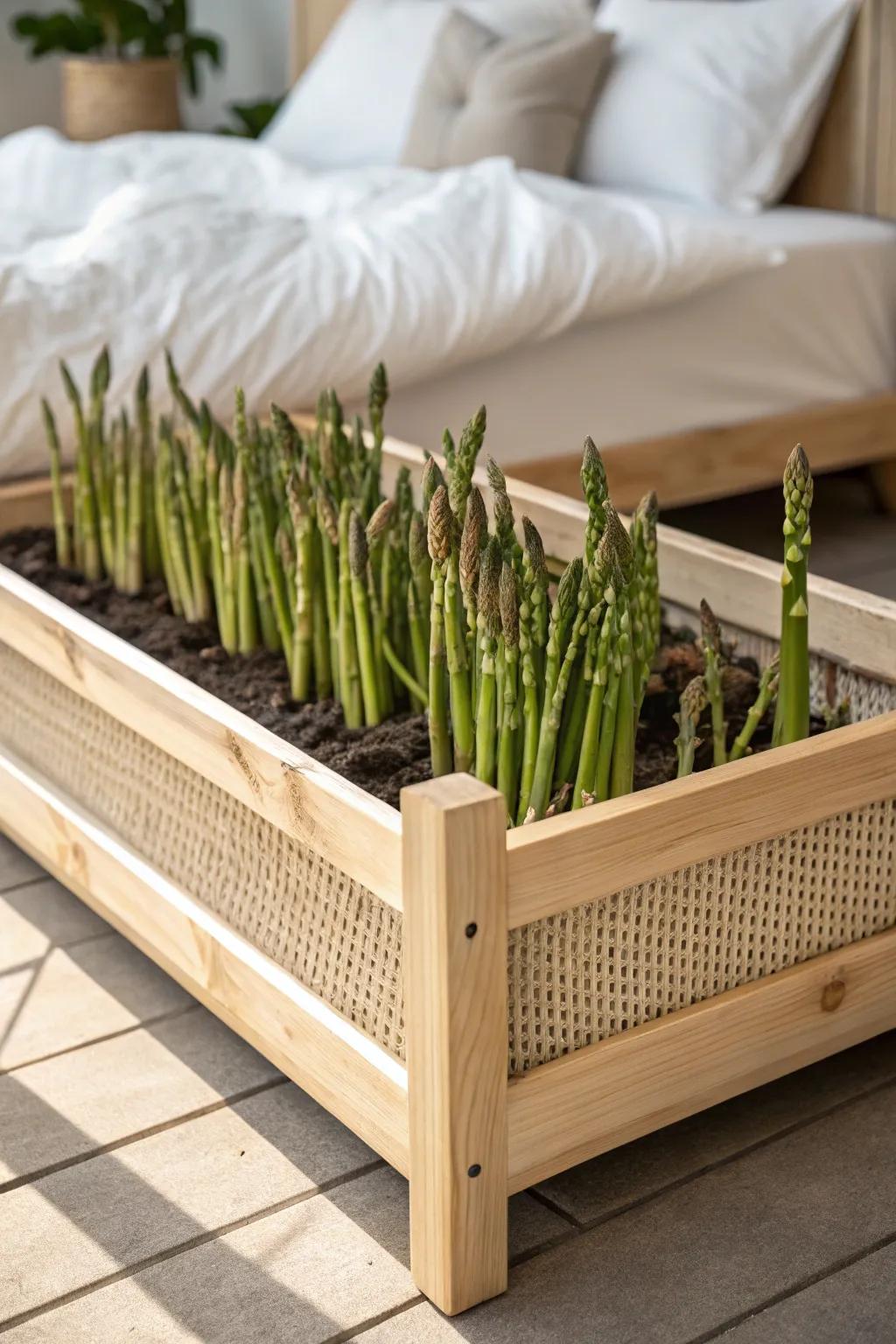 Embrace the seasons with a minimalist asparagus bed—where style meets nature's rhythm.