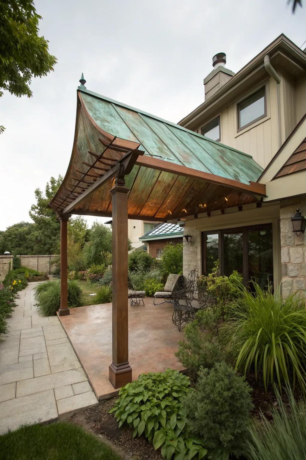 Add timeless elegance with bronze awnings.