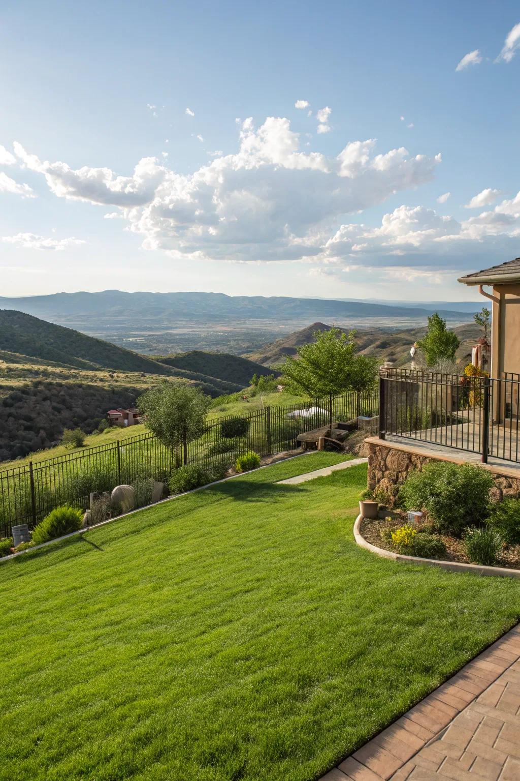 Enhance your backyard with a picturesque hillside lawn.