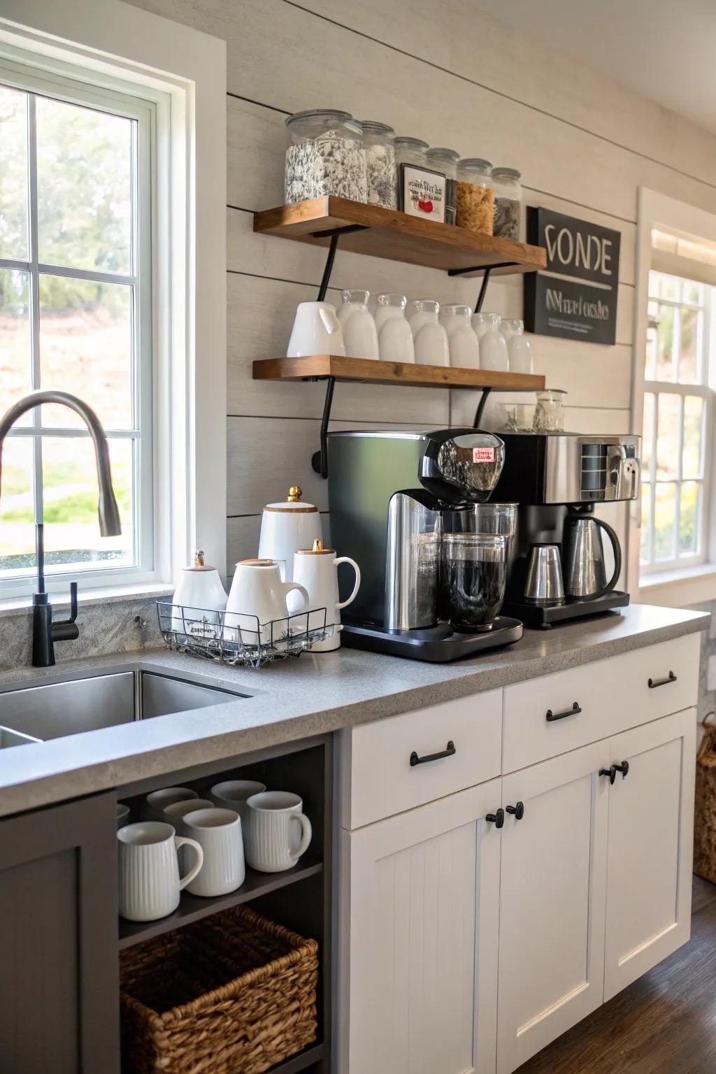 A coffee corner is an ideal morning luxury in any kitchen.