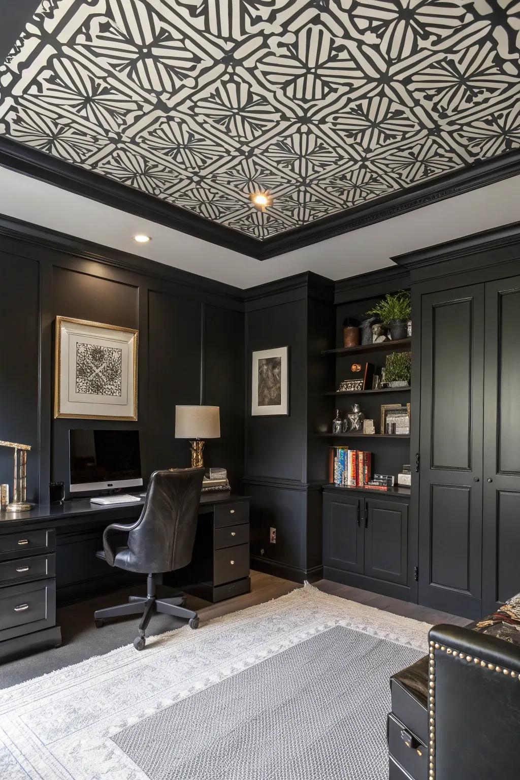 A statement ceiling that adds visual interest and drama.