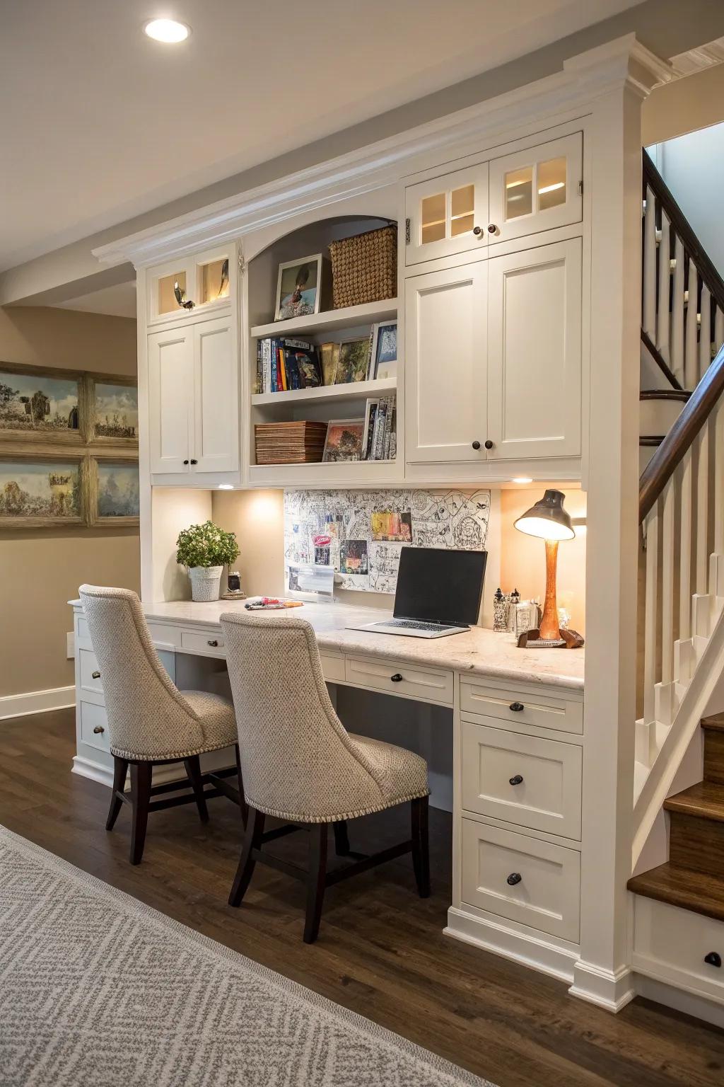 A desk designed for family use, perfect for bonding and productivity.