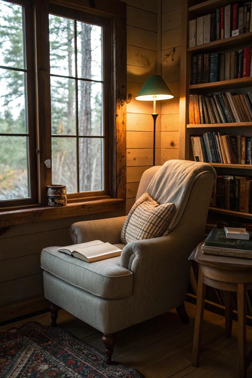 A cozy reading nook is perfect for relaxing with a good book.