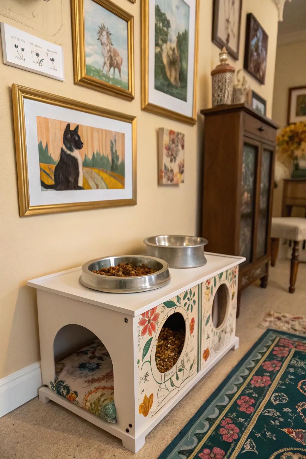 Transform your cat's eating space using individualized designs.