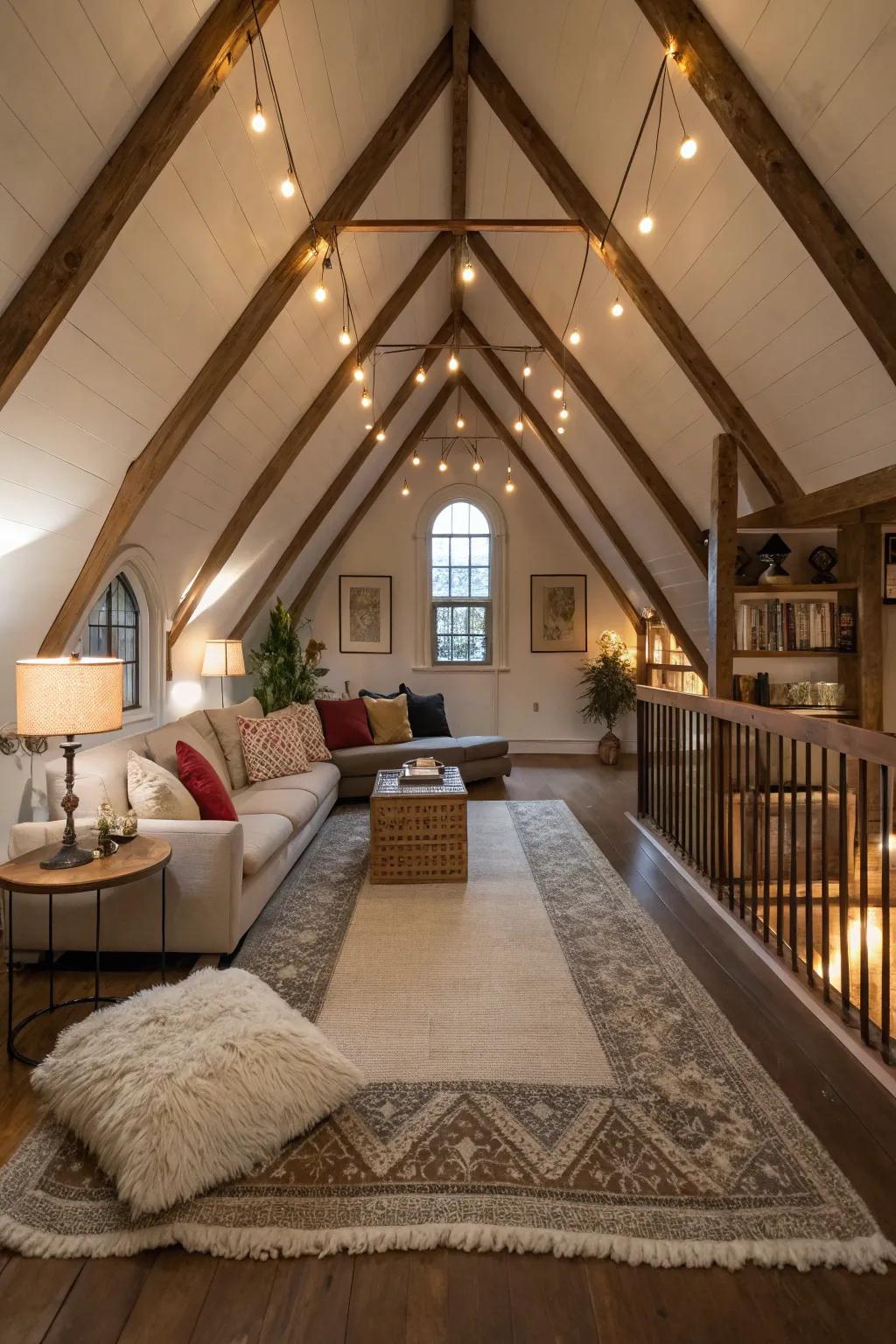 A balcony space creatively utilizes vertical area for added functionality.