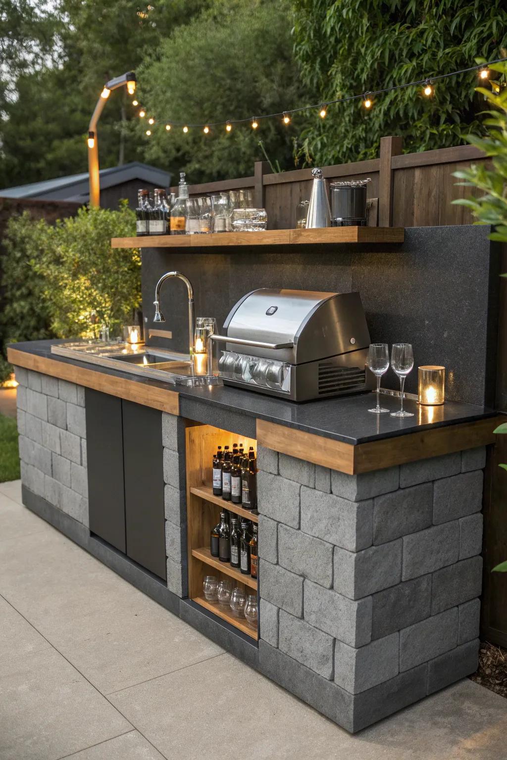 Elevate your outdoor space with the ultimate cinder block grill station, where style meets functionality.