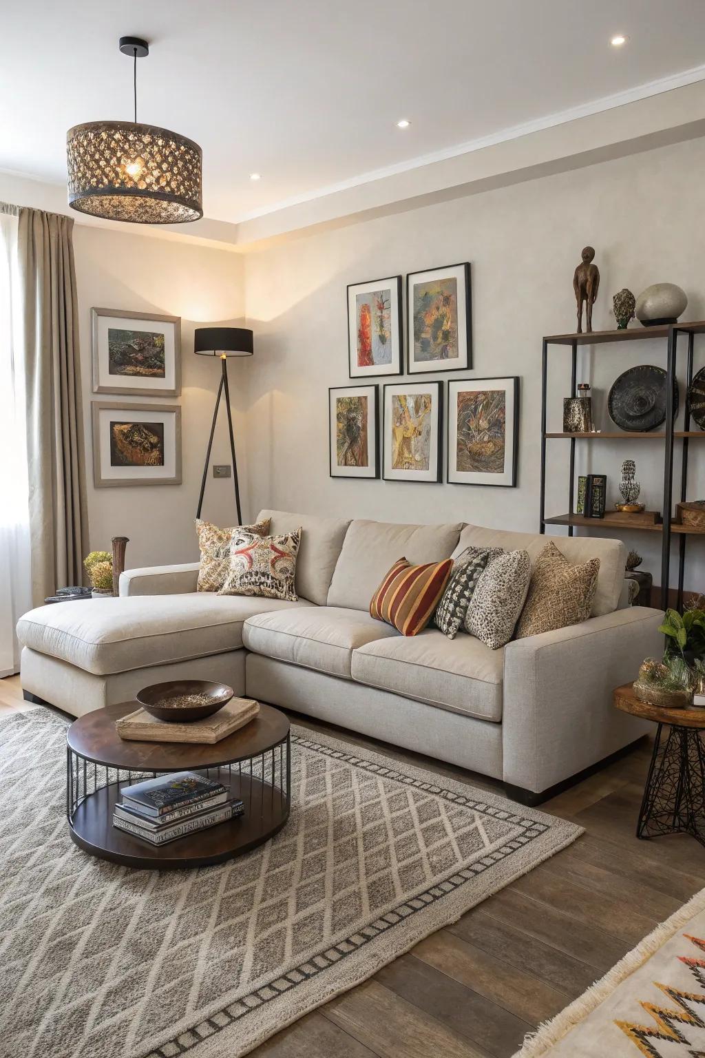 Add an unexpected twist to your decor with an asymmetrical corner sofa.