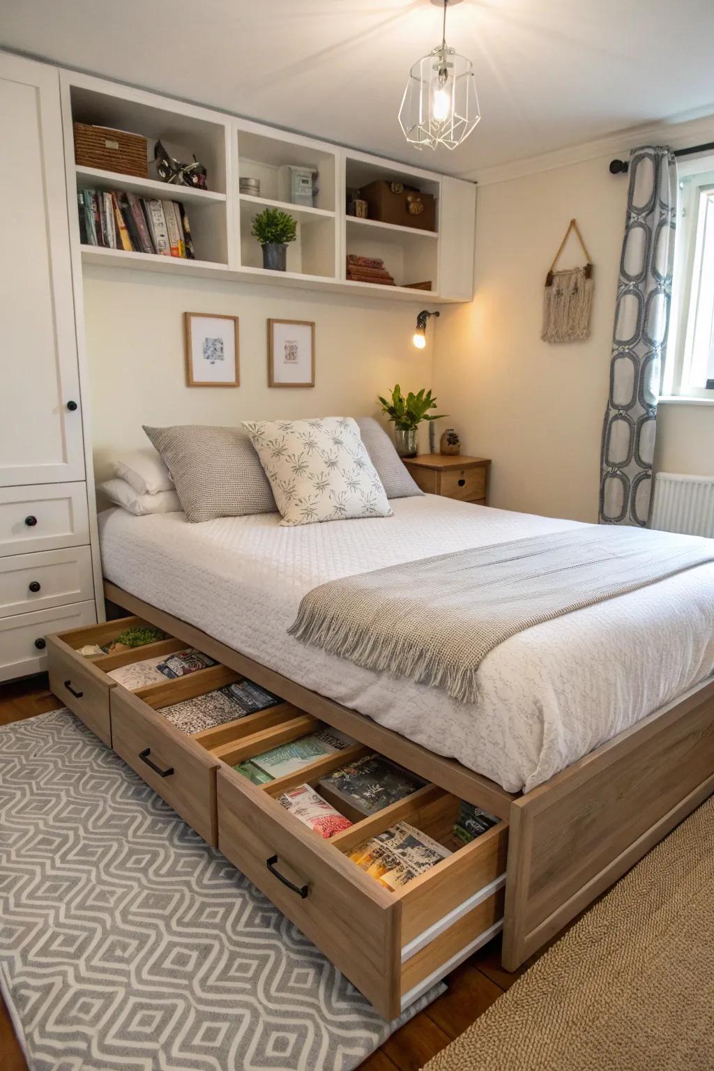 Smart storage solutions keep spaces organized and clutter-free.