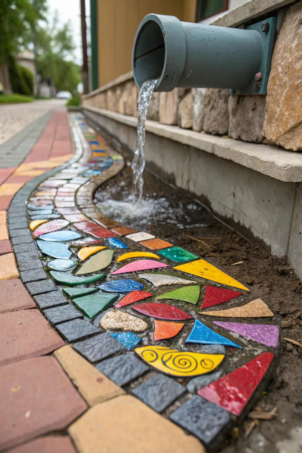 Colorful patterns create vibrancy and appeal within drain locations.
