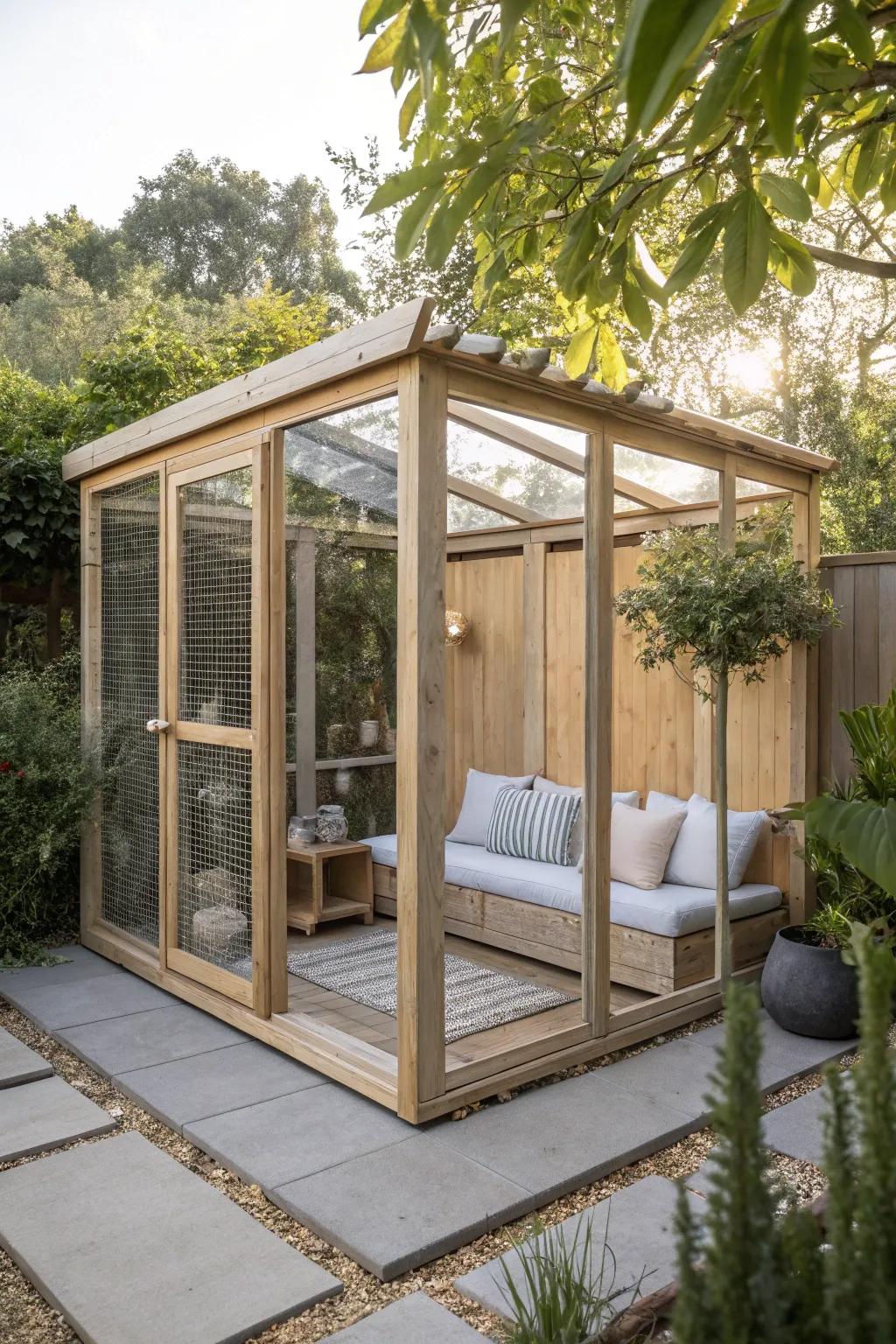 Embrace every season with a convertible catio that offers versatility and style for your feline friends.