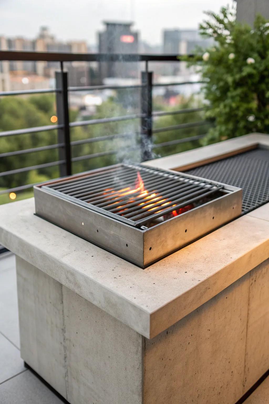 Elevate your grilling game with this stylish concrete tabletop grill, perfect for modern living spaces!