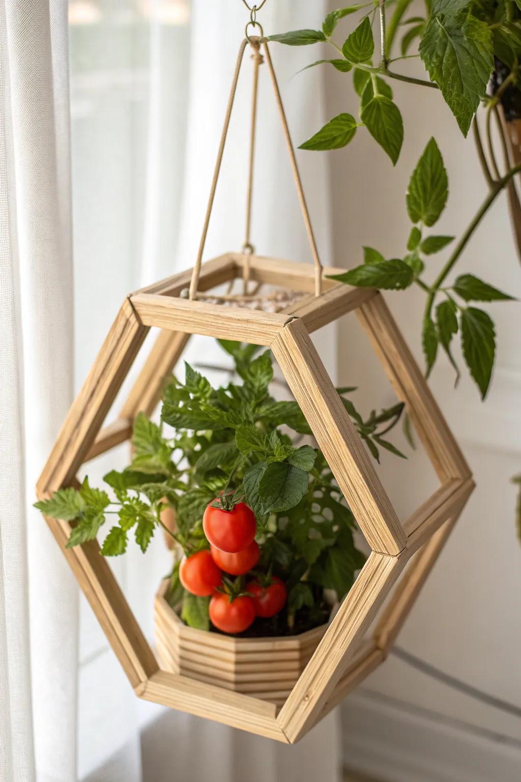 Elevate your garden with a geometric hanging planter—where simplicity meets natural elegance.