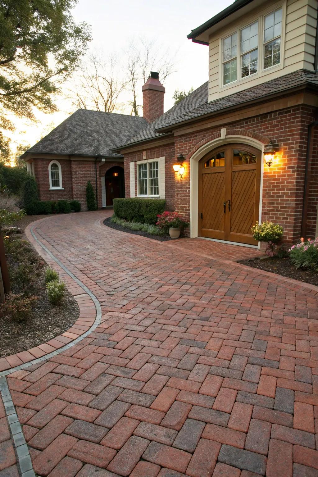Brick pavers offer a warm, traditional charm to driveways.